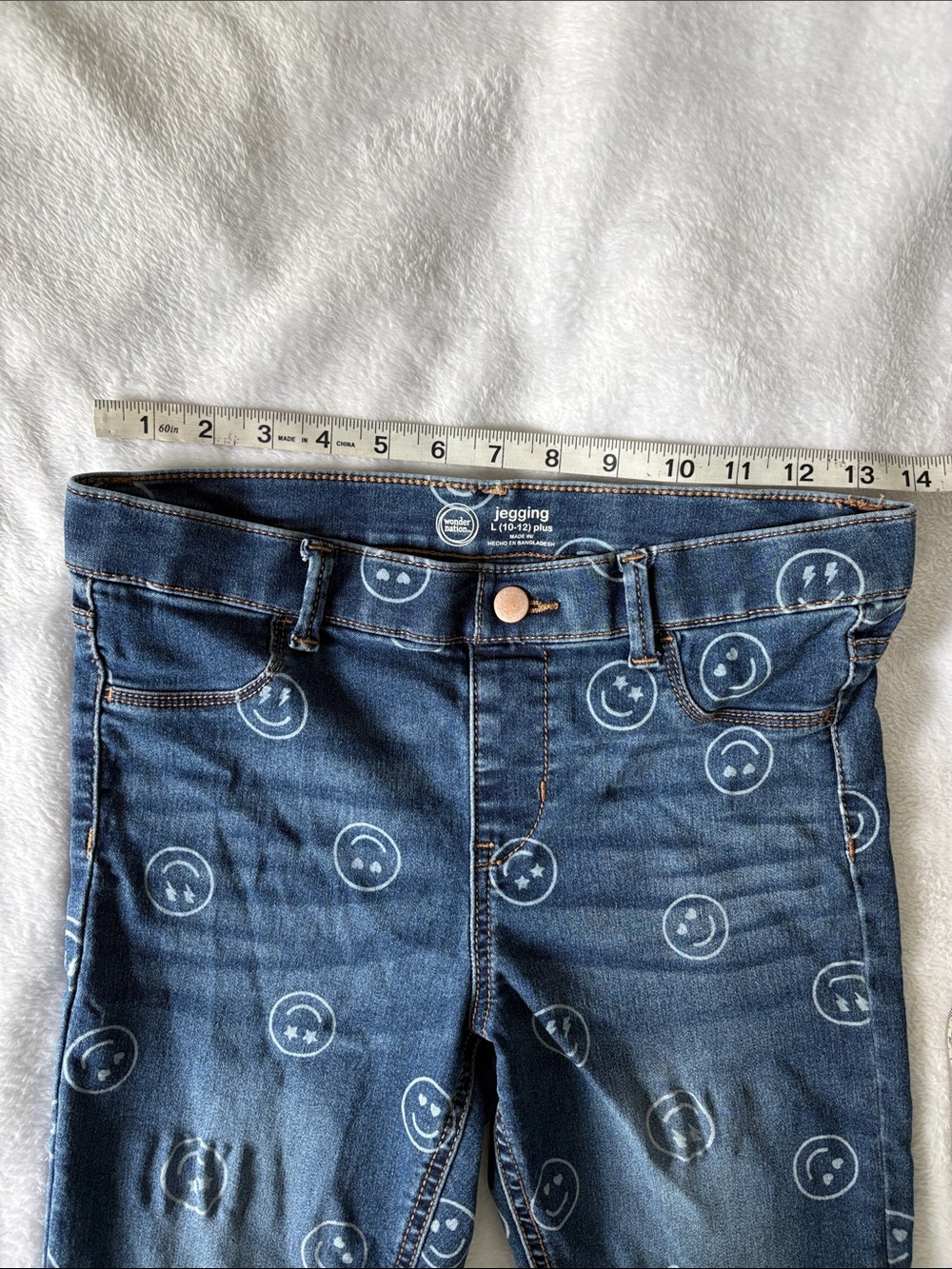 Dark Blue Smile-Print Girls Skinny Jeggings - Picture 2 of 6